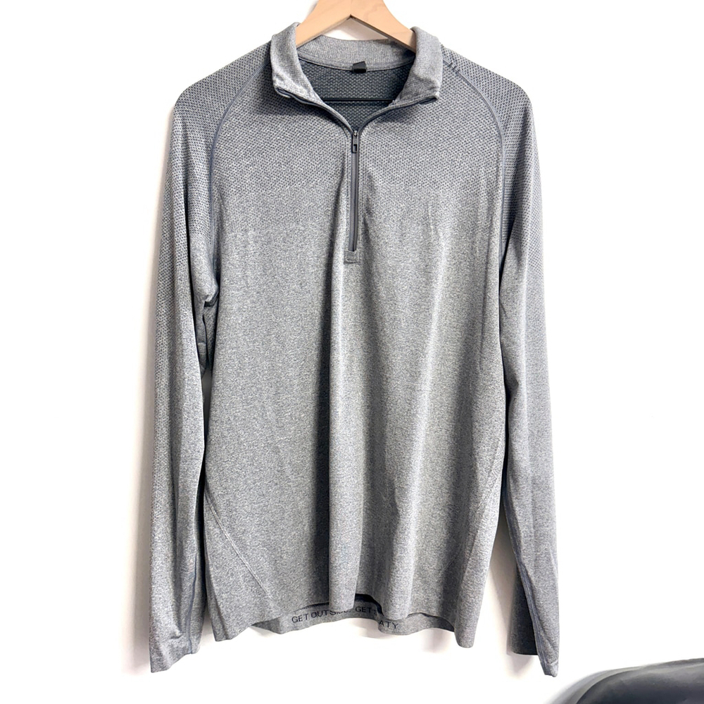 Lululemon Men's Gray Metal Vent Tech Half Zip Long Sleeve Tee Large